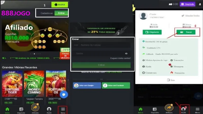 888Jogo Login e Sacar