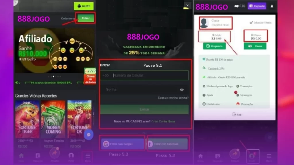 Formulário de 888Jogo Login