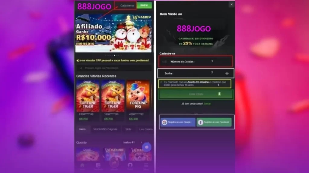 Formulário de 888Jogo Registro